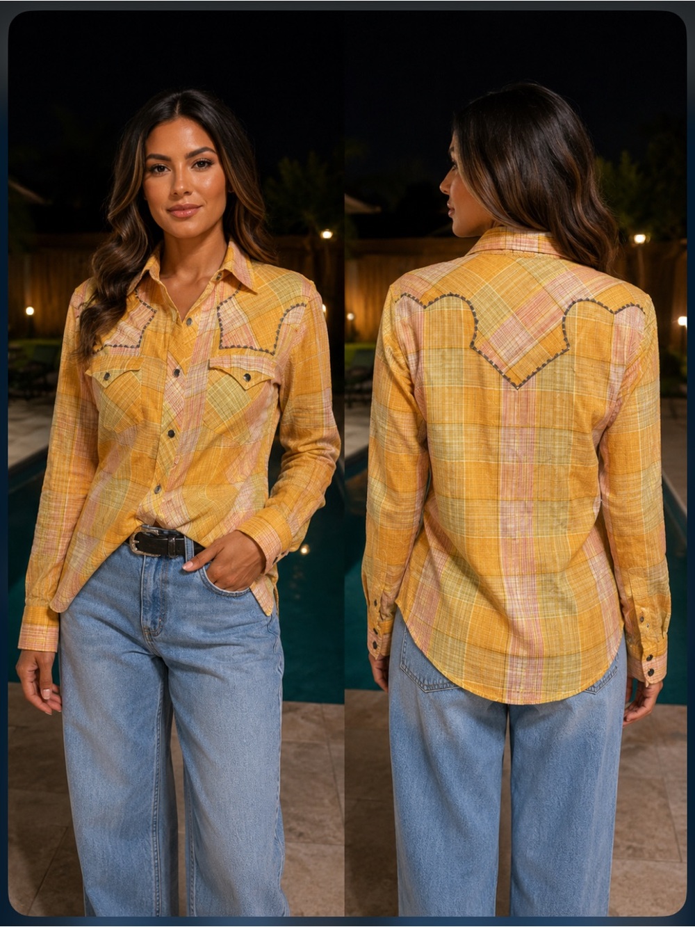 Tex-Son Yellow Plaid Western Shirt